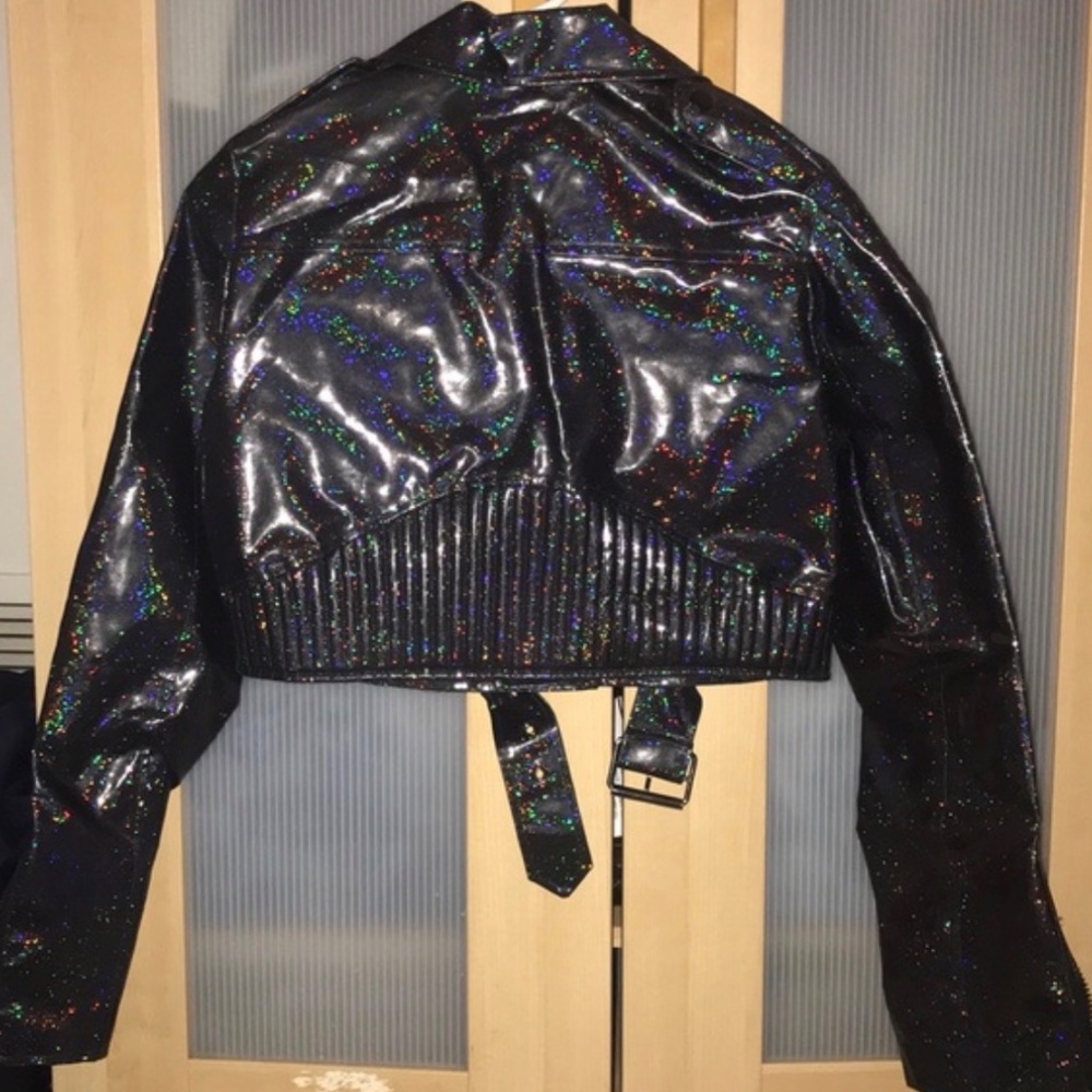 *RARE* UNIF PURPLE GLITTER MOTO VINYL JACKET NEW SIZE S - Picture 6 of 7